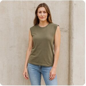 FRAME Crew Neck Le Mid Rise Muscle Shirt Washed Military Size XS